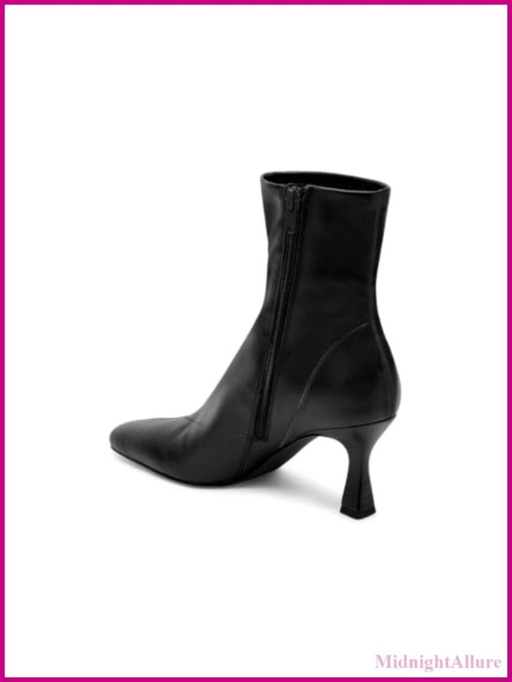Womens Kitten Heel Ankle Boots Square Toe Zip Faux Leather Booties - Picture 5 of 6